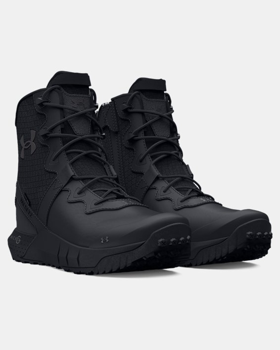 Men's UA Micro G® Valsetz Leather Waterproof Zip Tactical Boots in Black image number 3